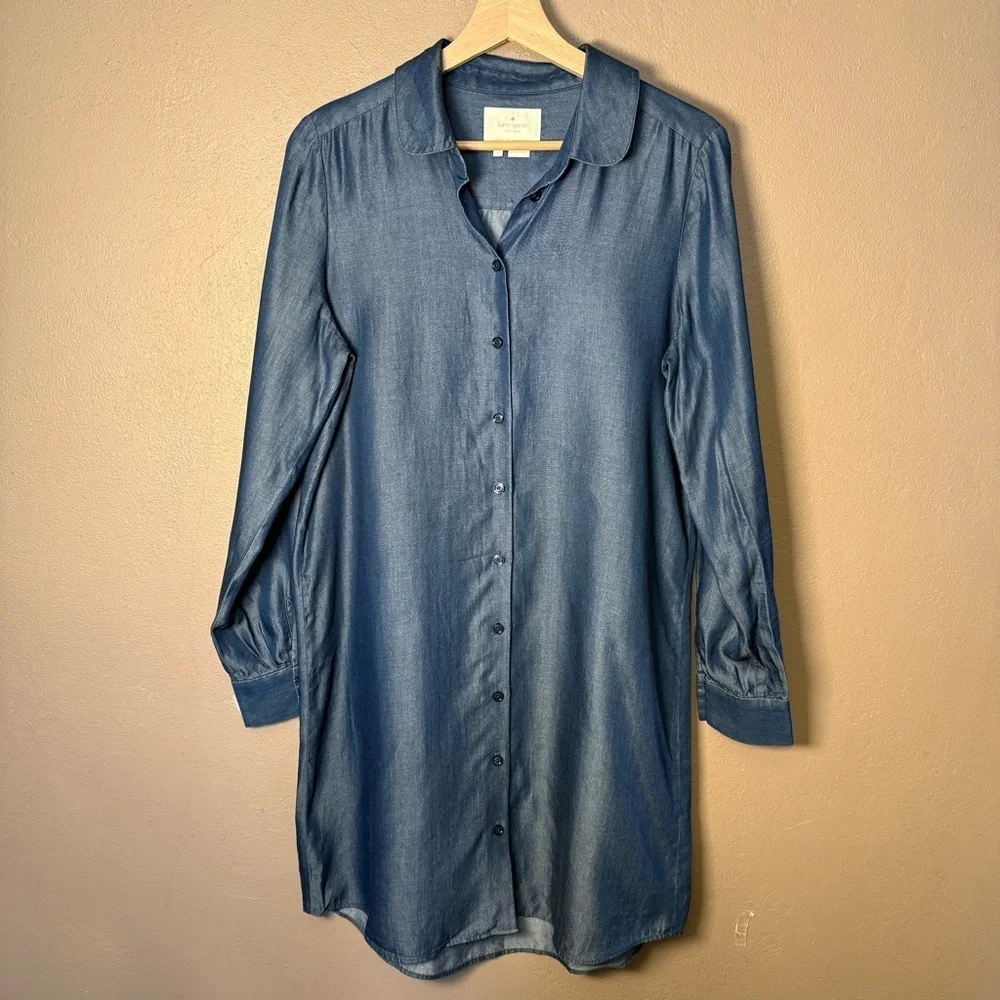Kate Spade Las Vegas Indigo Griffin Dress Women’s Size 6 Long Sleeve Cotton Boho